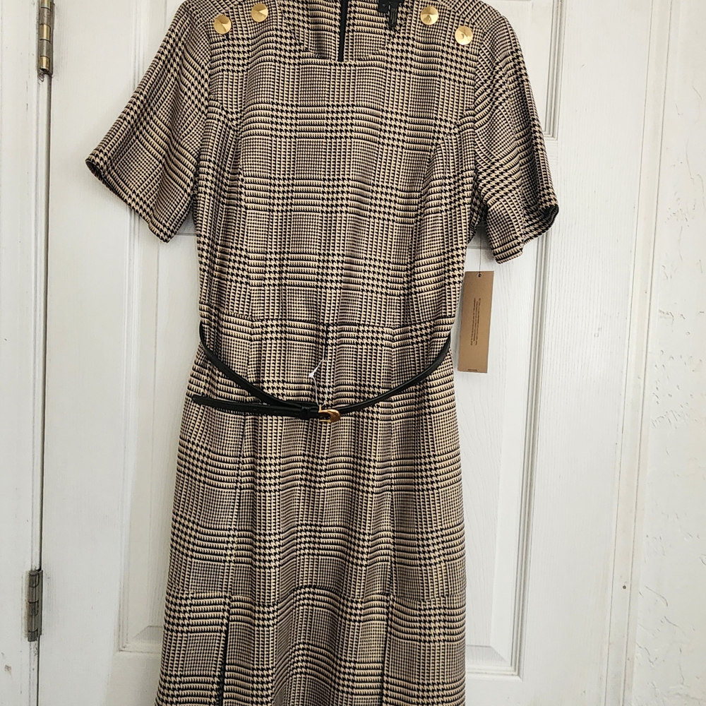 Donna Karan Brown Tan Sheath Midi Dress